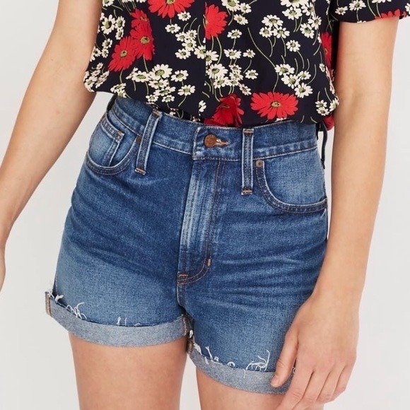 •MADEWELL• The Perfect Jean Short in Ullman Wash Size 25 Denim Cut Off High Rise - Picture 1 of 16